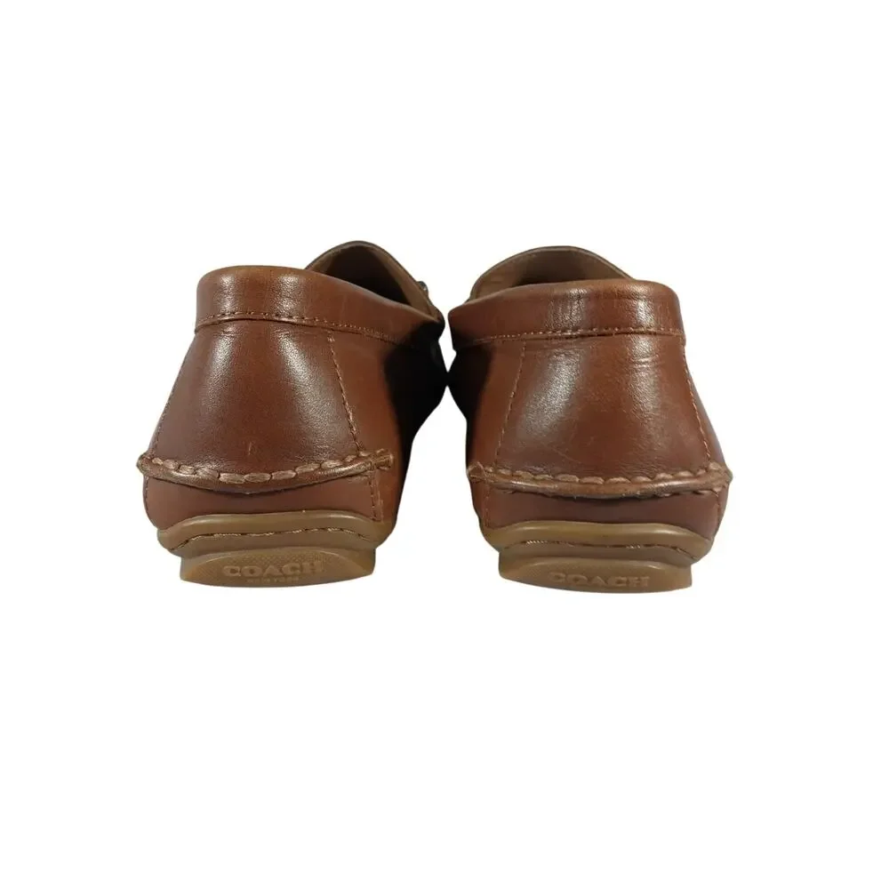 NWOT! COACH! MOTT PECAN BROWN GENUINE LEATHER NUBBY WRAPPED SOLE LOAFERS! 9.5M